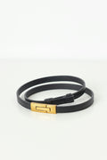 thin buckle belt - Black/gold