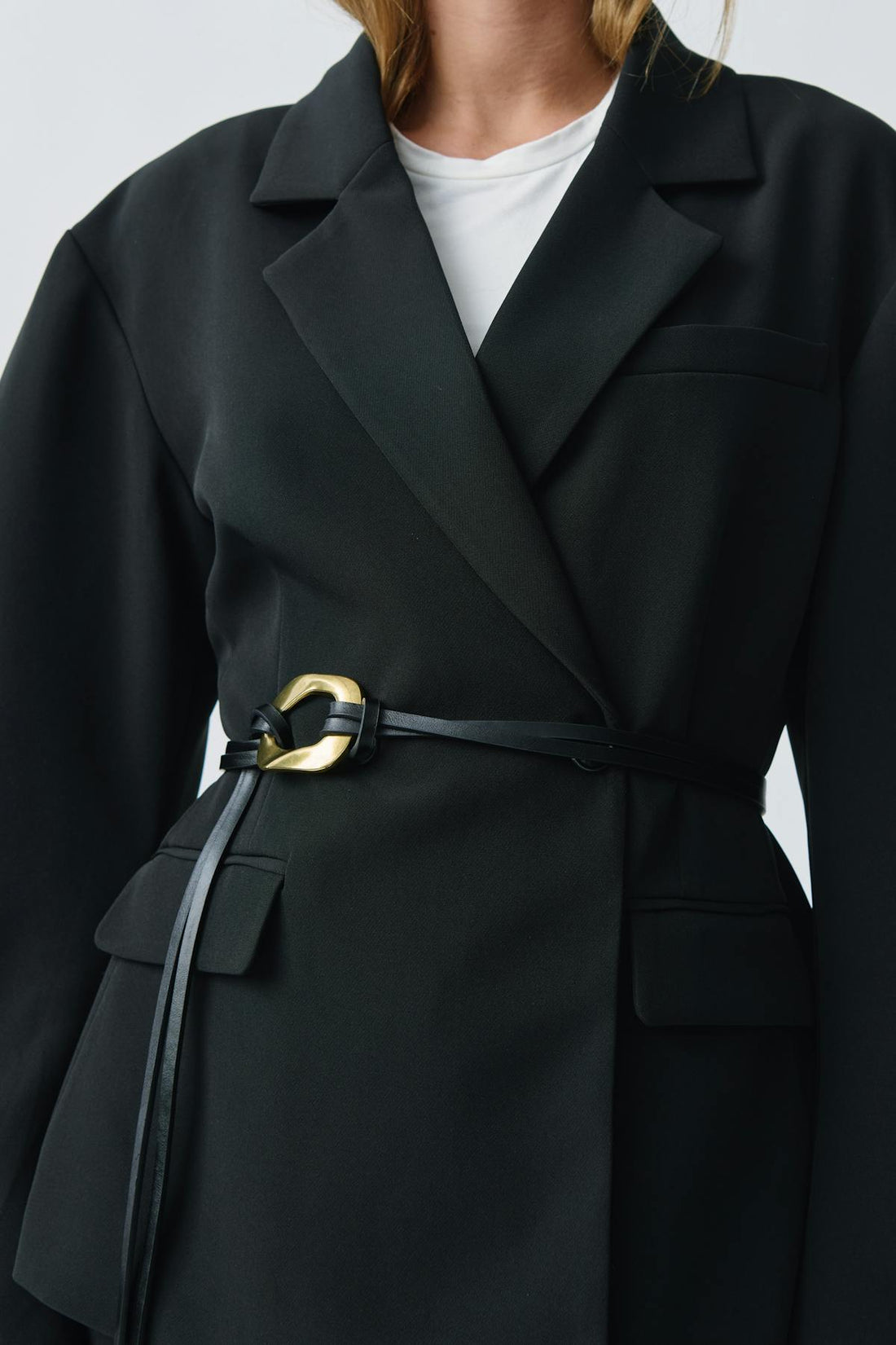two strap tie belt - Black/gold