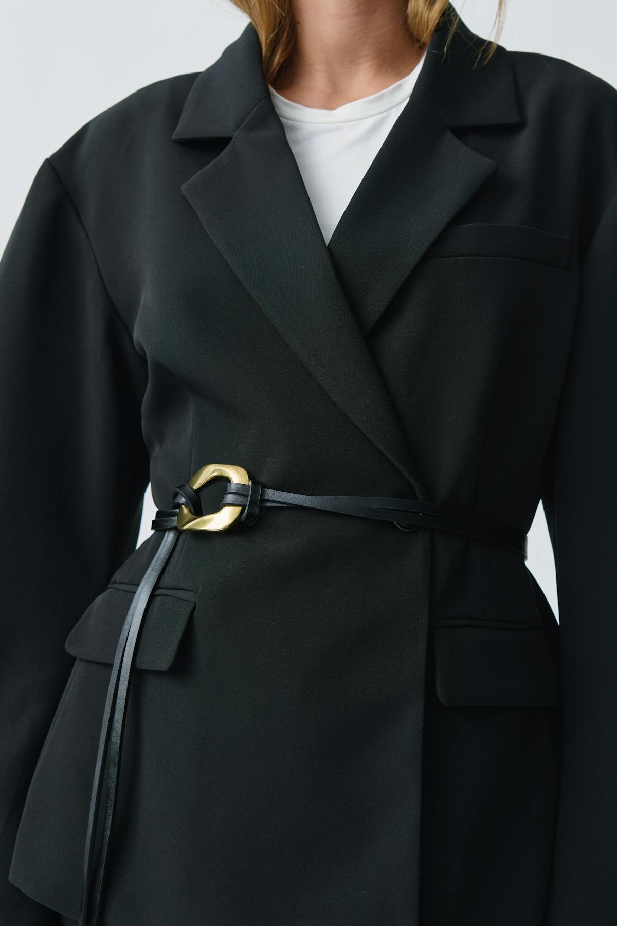 two strap tie belt - Black/gold
