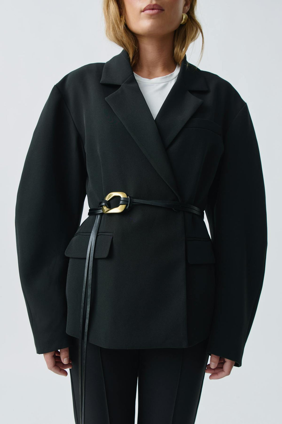 two strap tie belt - Black/gold