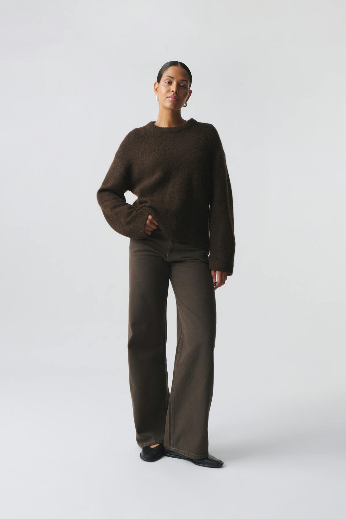 Mid wide jeans - Marron