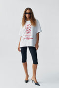 Oversized print tee - Offblack/cherry