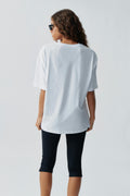 Oversized print tee - White/love