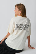 Oversized print tee - White/text