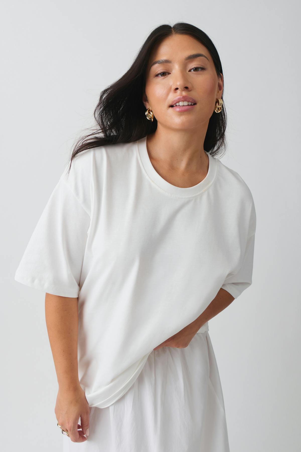 Oversized print tee - Gardenia
