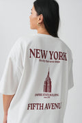 Oversized print tee - Gardenia