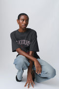 Oversized print tee - Offwhite/red