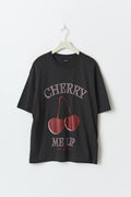 Oversized print tee - Offwhite/red