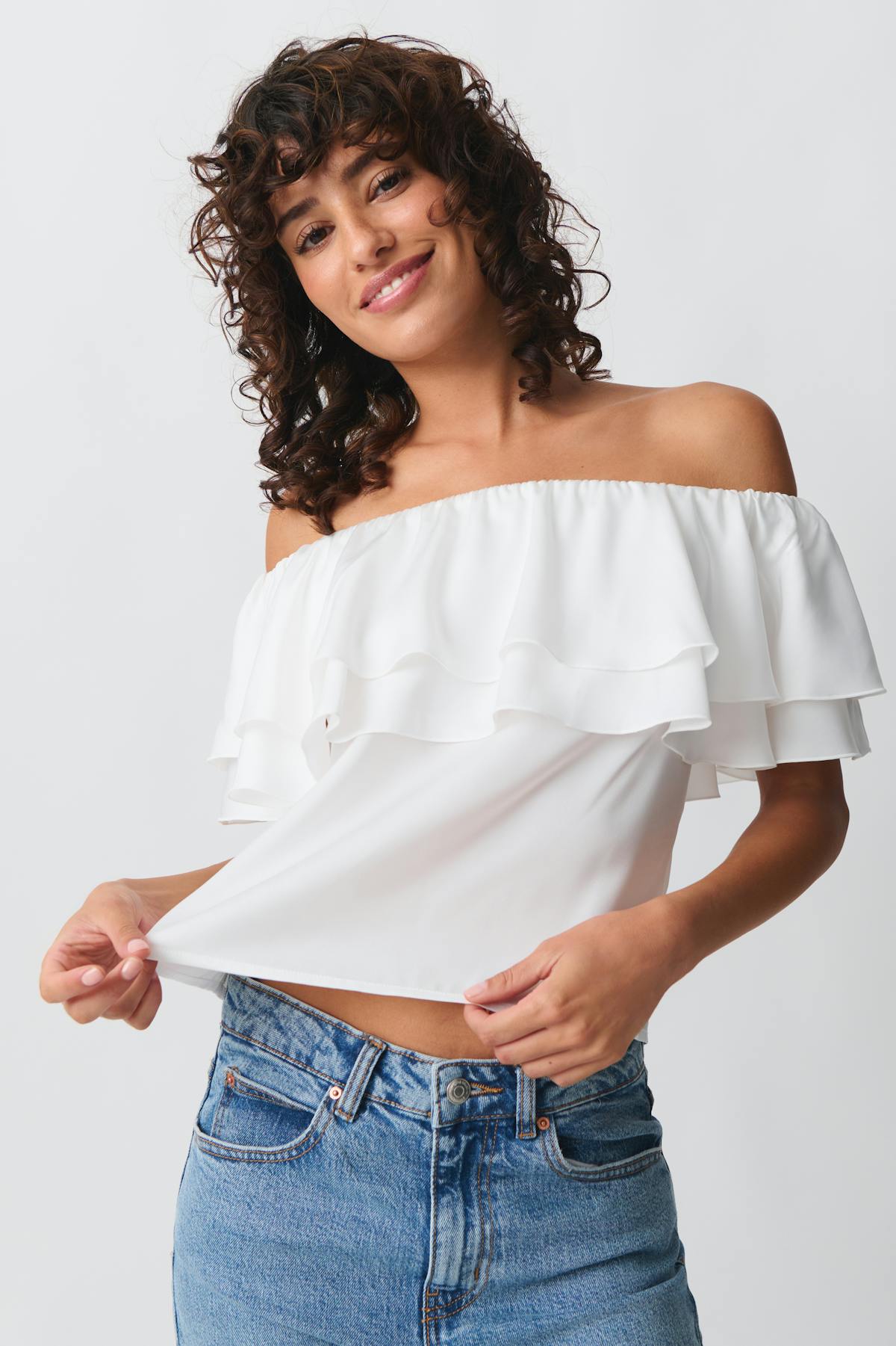 Off shoulder top - Grey melange