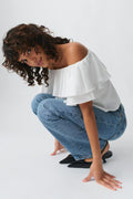 Off shoulder top - Grey melange