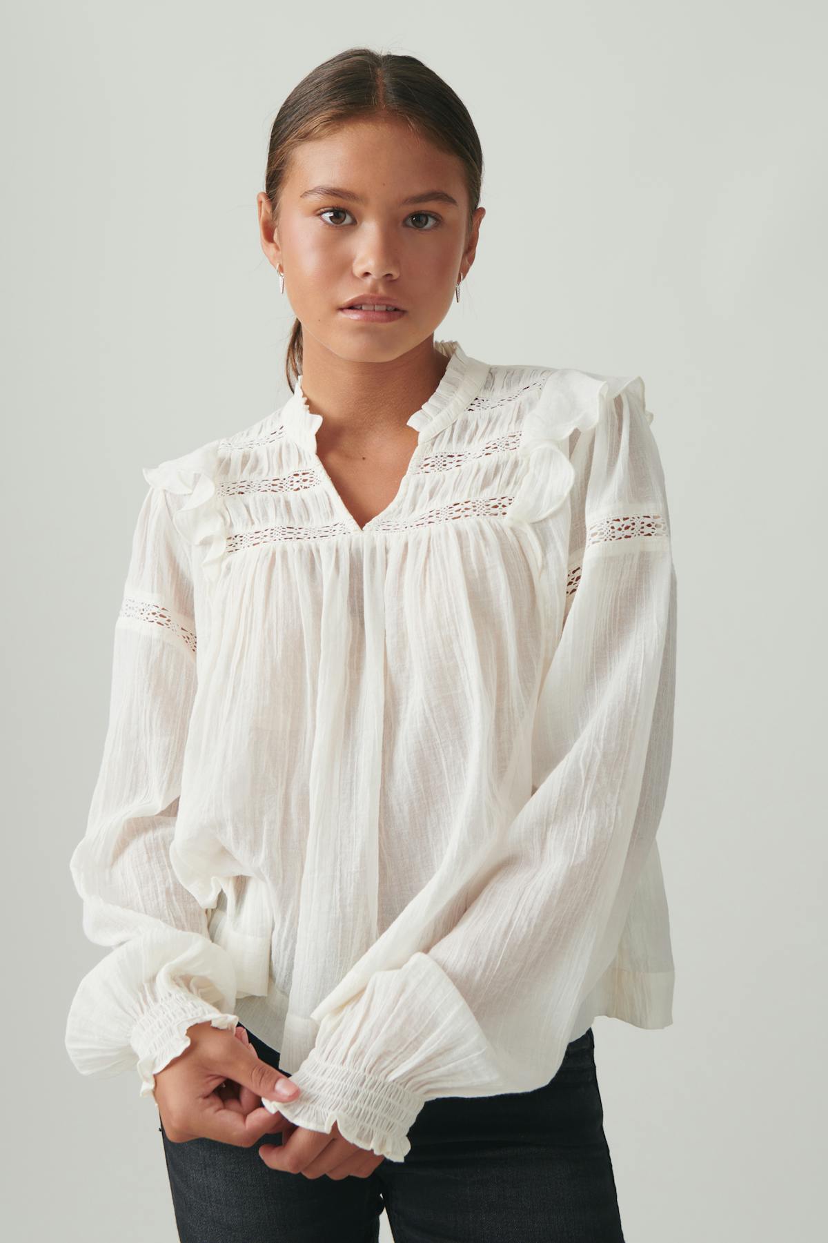 Y boho lace blouse - Creme