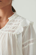 Y boho lace blouse - Creme