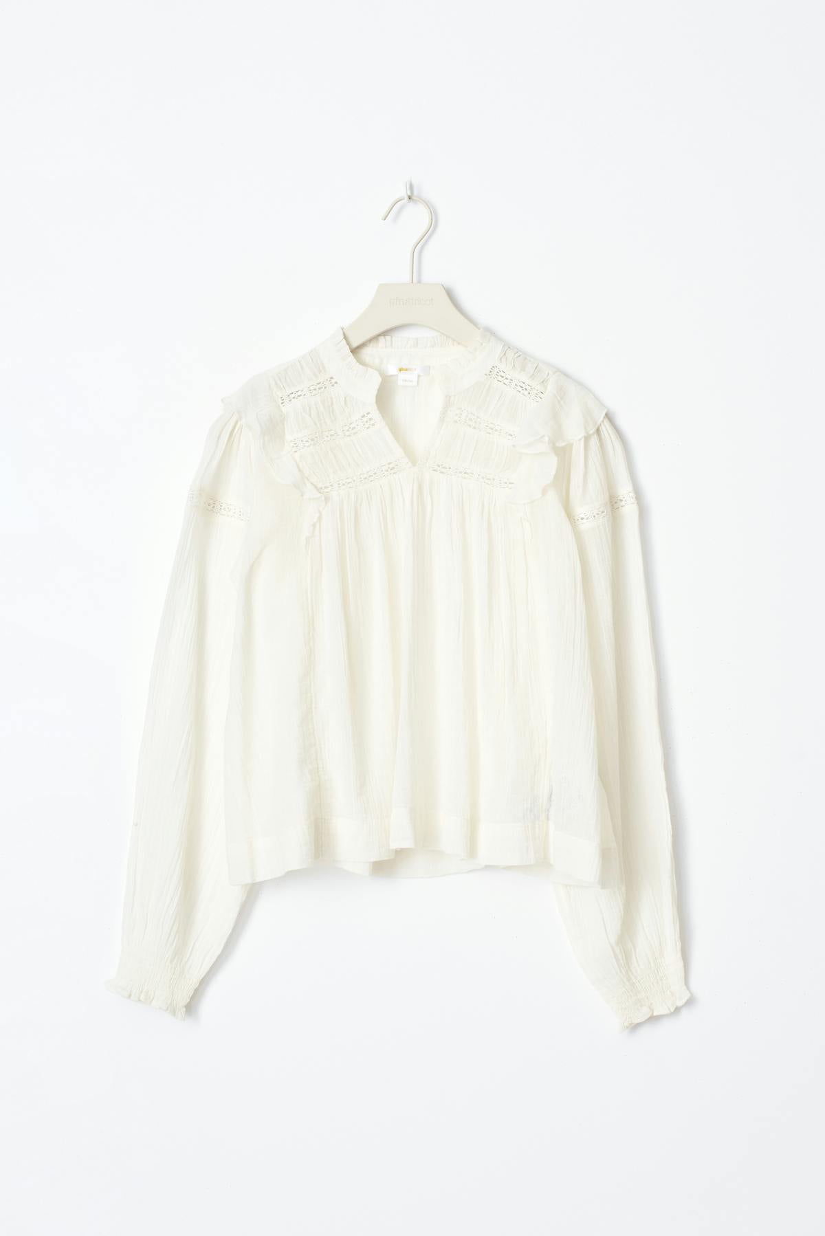 Y boho lace blouse - Creme