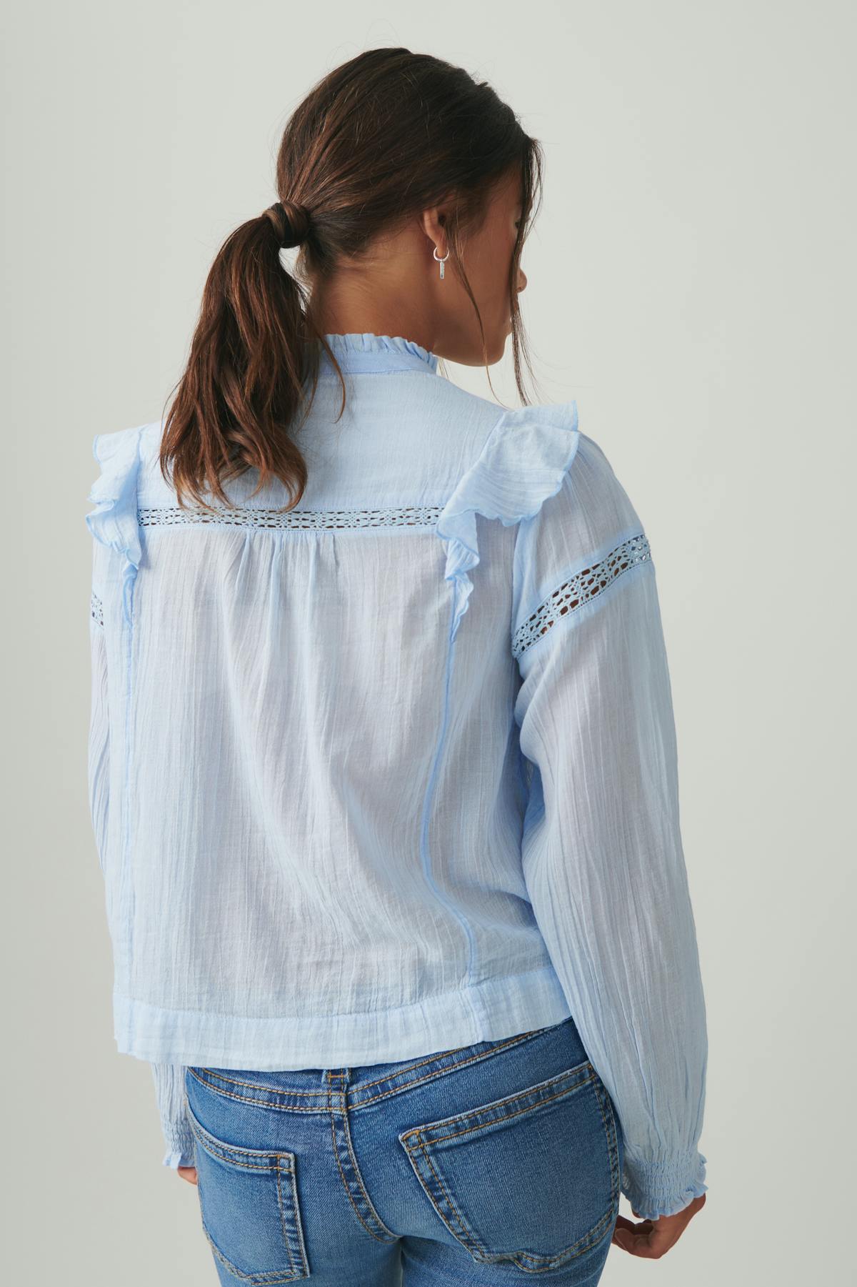 Y boho lace blouse - Bleu