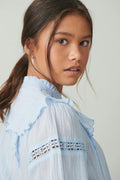 Y boho lace blouse - Bleu