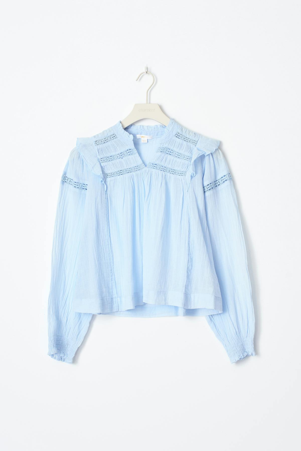 Y boho lace blouse - Bleu