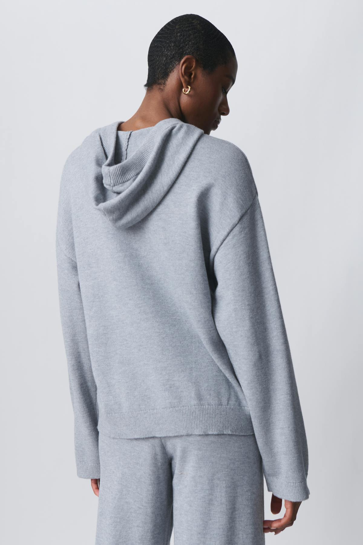 Knitted hoodie - Grey melange