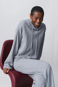 Knitted hoodie - Grey melange