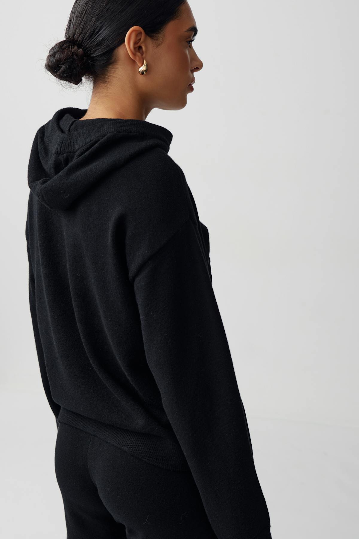 Knitted hoodie - Grey melange