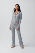 Cable knitted trousers - Grey melange