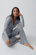 Cable knitted trousers - Grey melange