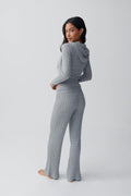 Cable knitted trousers - Grey melange