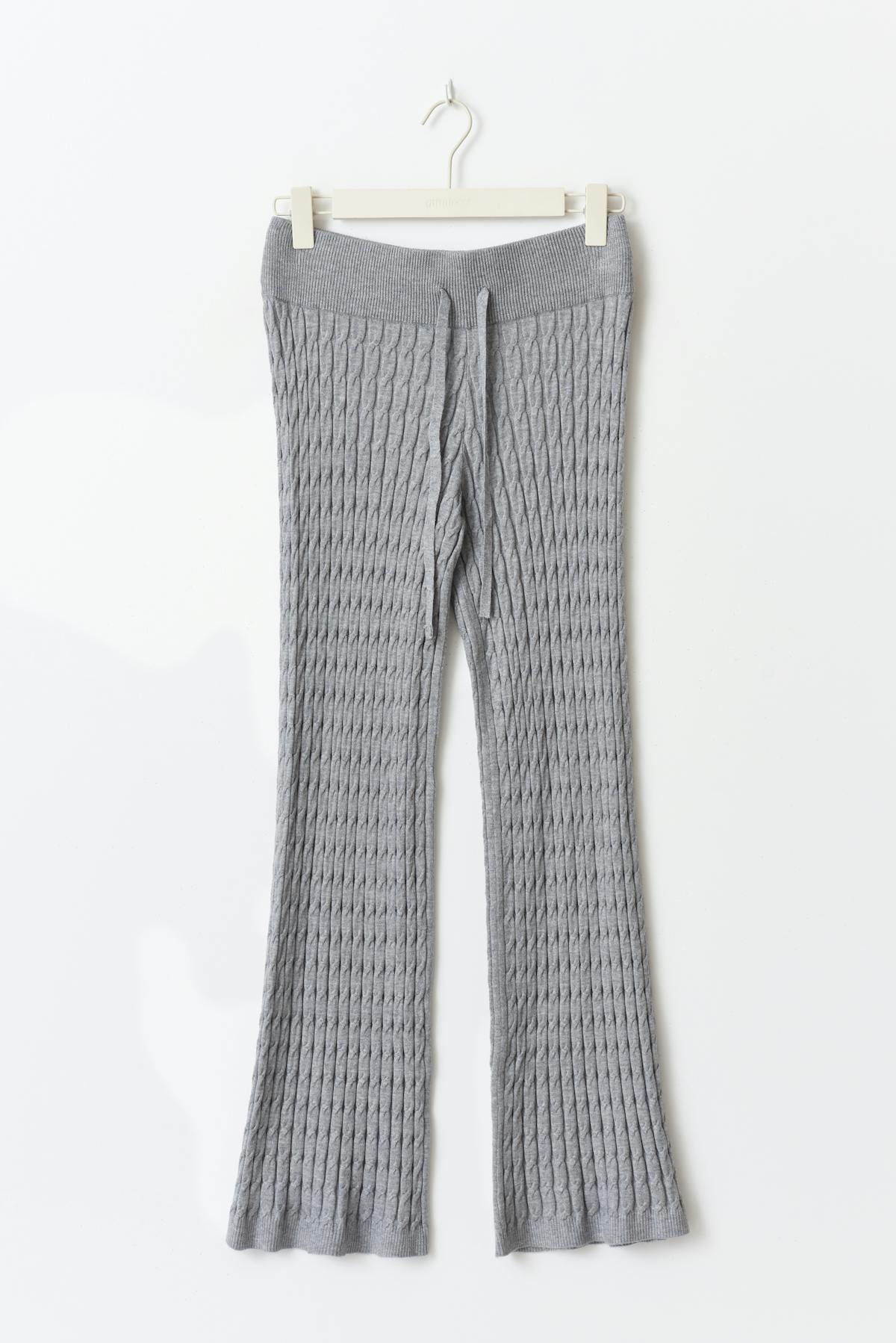 Cable knitted trousers - Grey melange