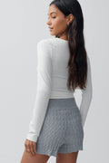 Cable knitted shorts - Grey melange