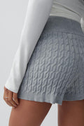 Cable knitted shorts - Grey melange