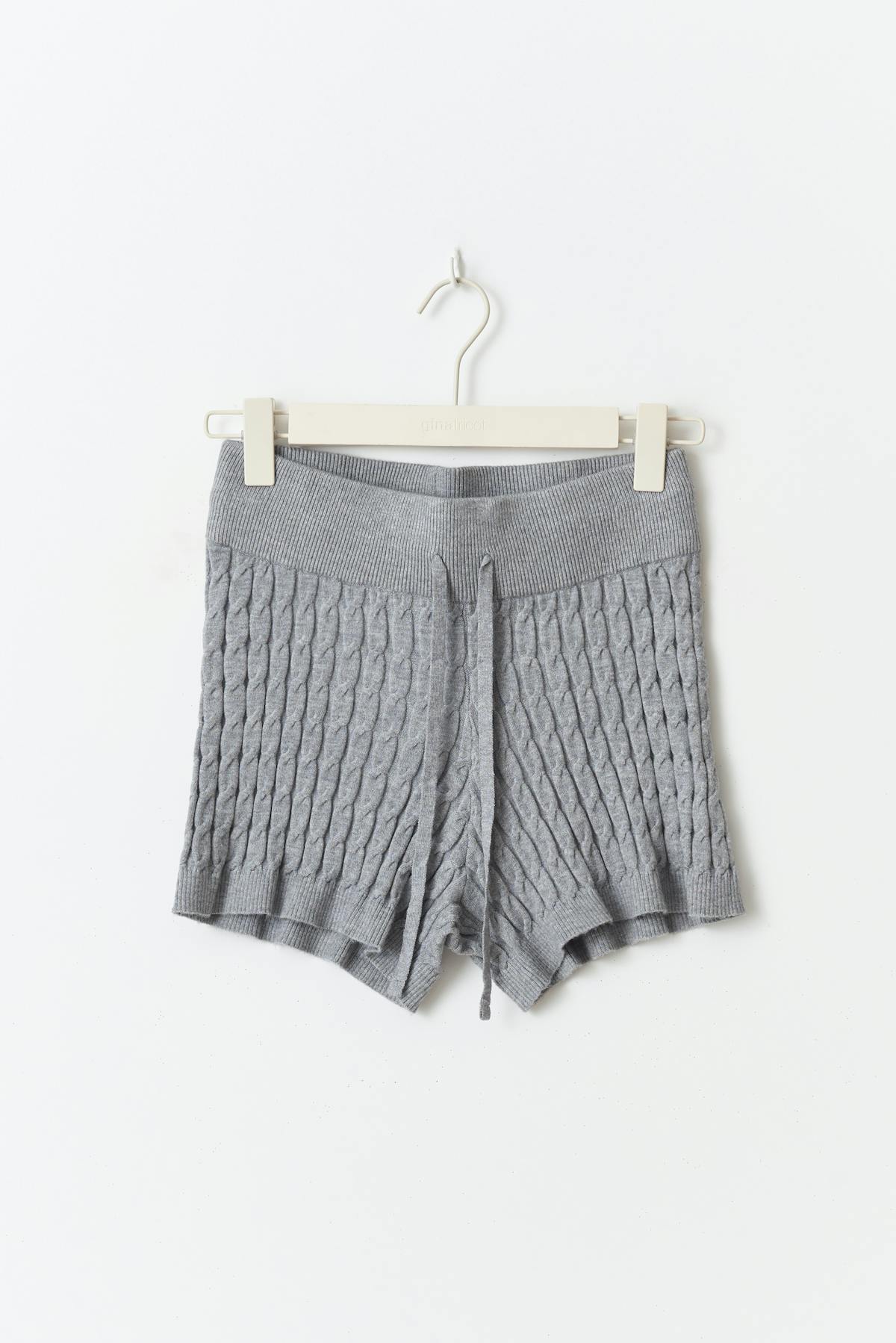 Cable knitted shorts - Grey melange