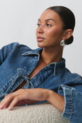 Front tie denim shirt - Bleu foncé