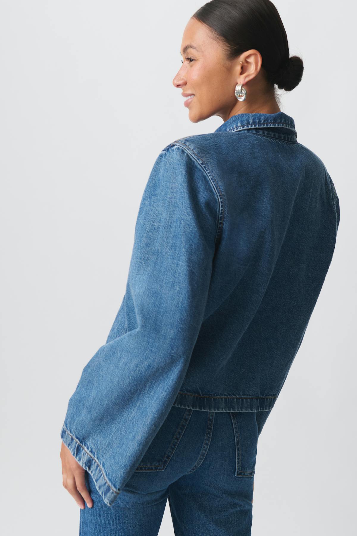 Front tie denim shirt - Bleu foncé