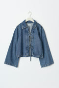 Front tie denim shirt - Bleu foncé
