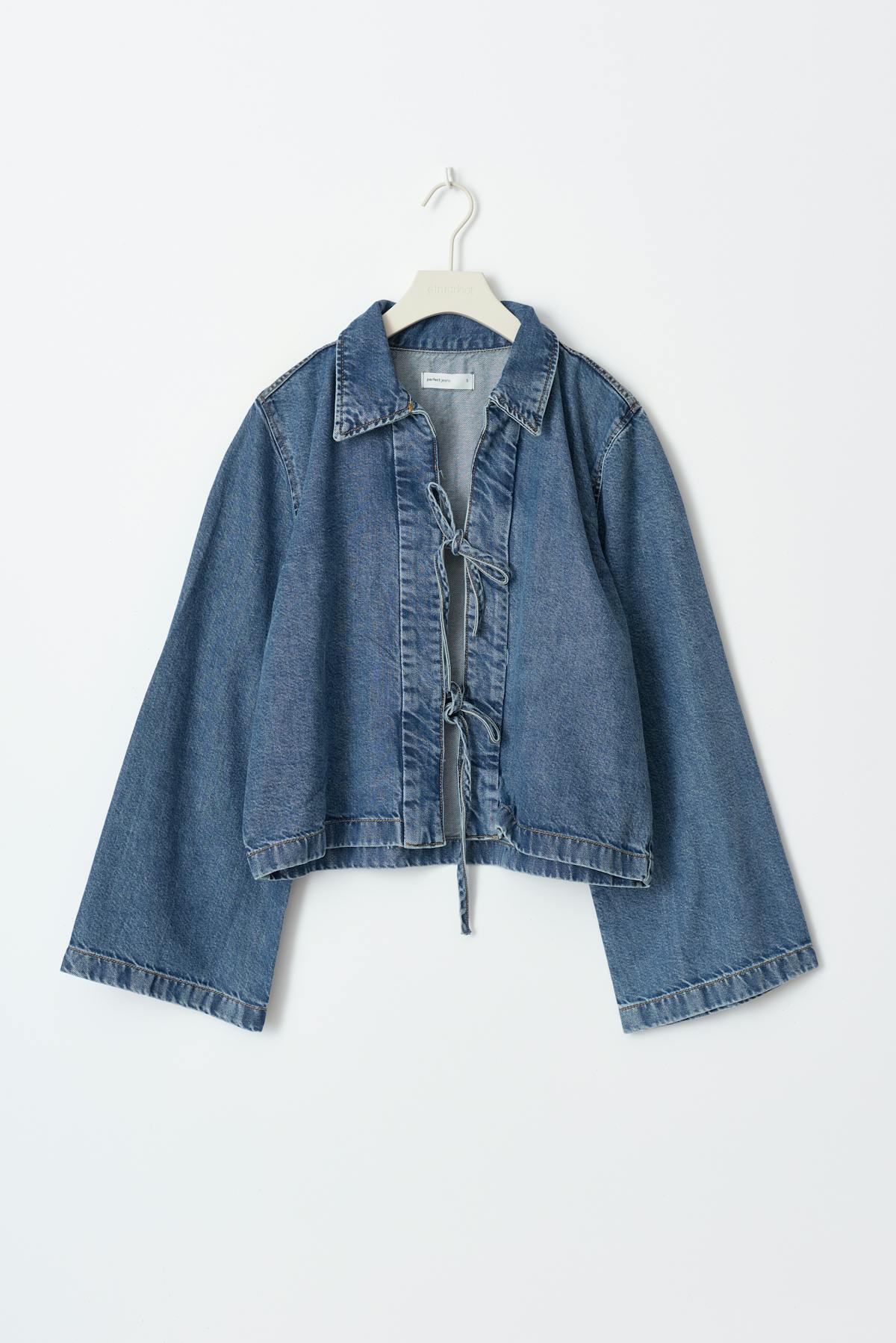 Front tie denim shirt - Bleu foncé