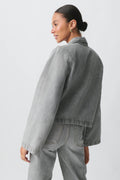 Front tie denim shirt - Gris clair