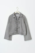 Front tie denim shirt - Gris clair
