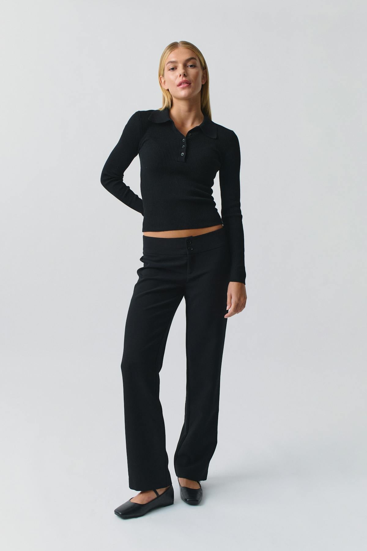 Low straight trousers - Noir