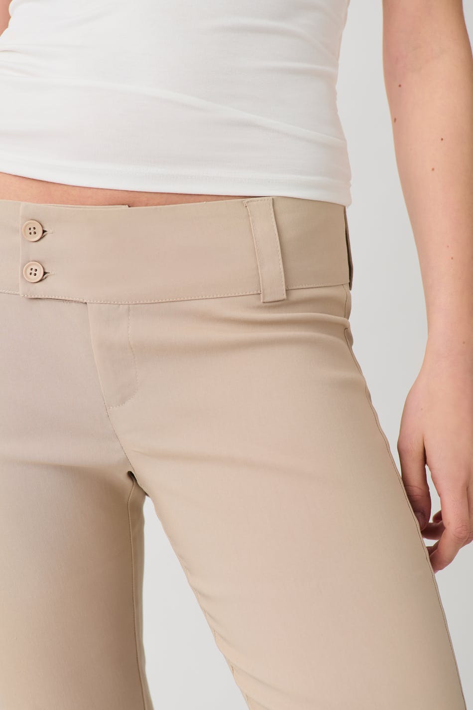 low rise bootcut trousers - Beige