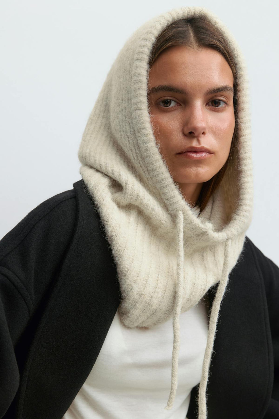 Big knitted balaclava - Creme