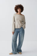 Knitted boatneck top - Beige clair