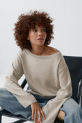 Knitted boatneck top - Beige clair