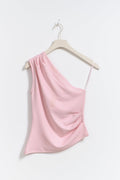One shoulder drapy top - Pink lady