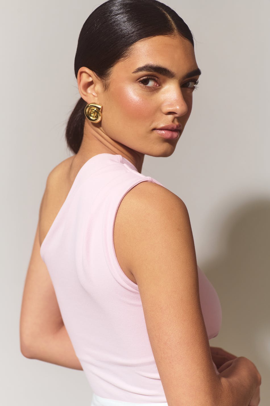One shoulder drapy top - Noir