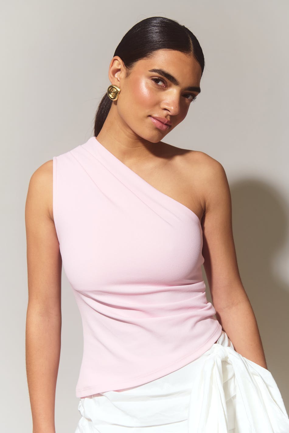 One shoulder drapy top - Noir