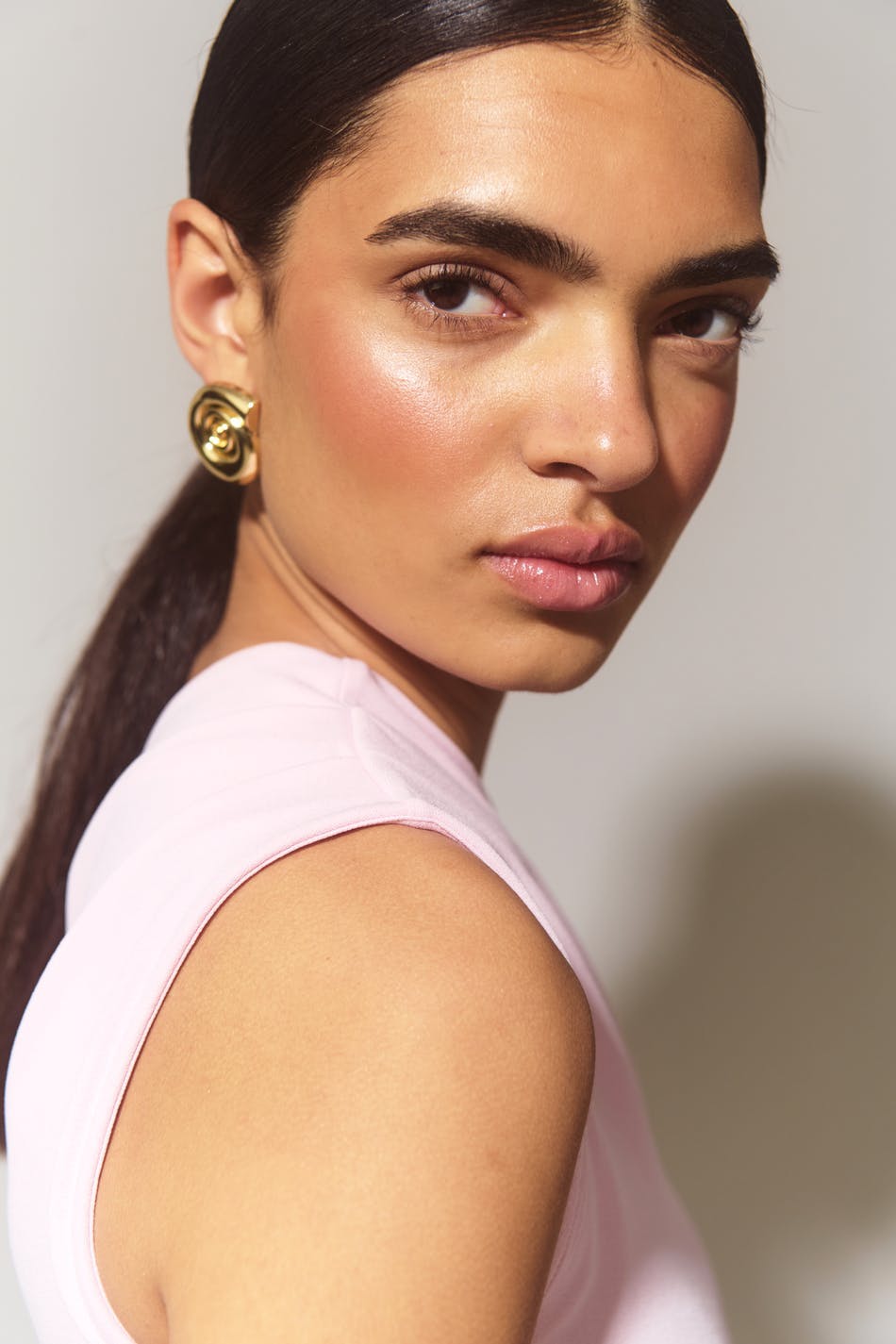 One shoulder drapy top - Pink lady