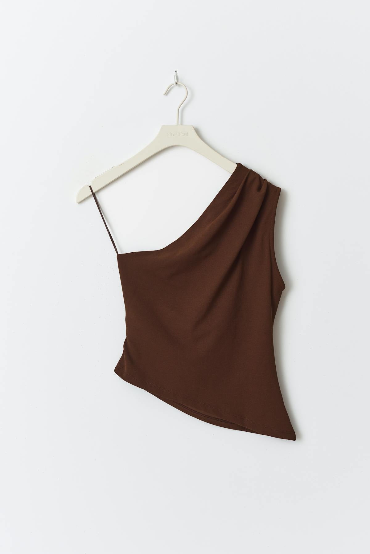 One shoulder drapy top - Marron foncé