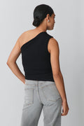 One shoulder drapy top - Noir