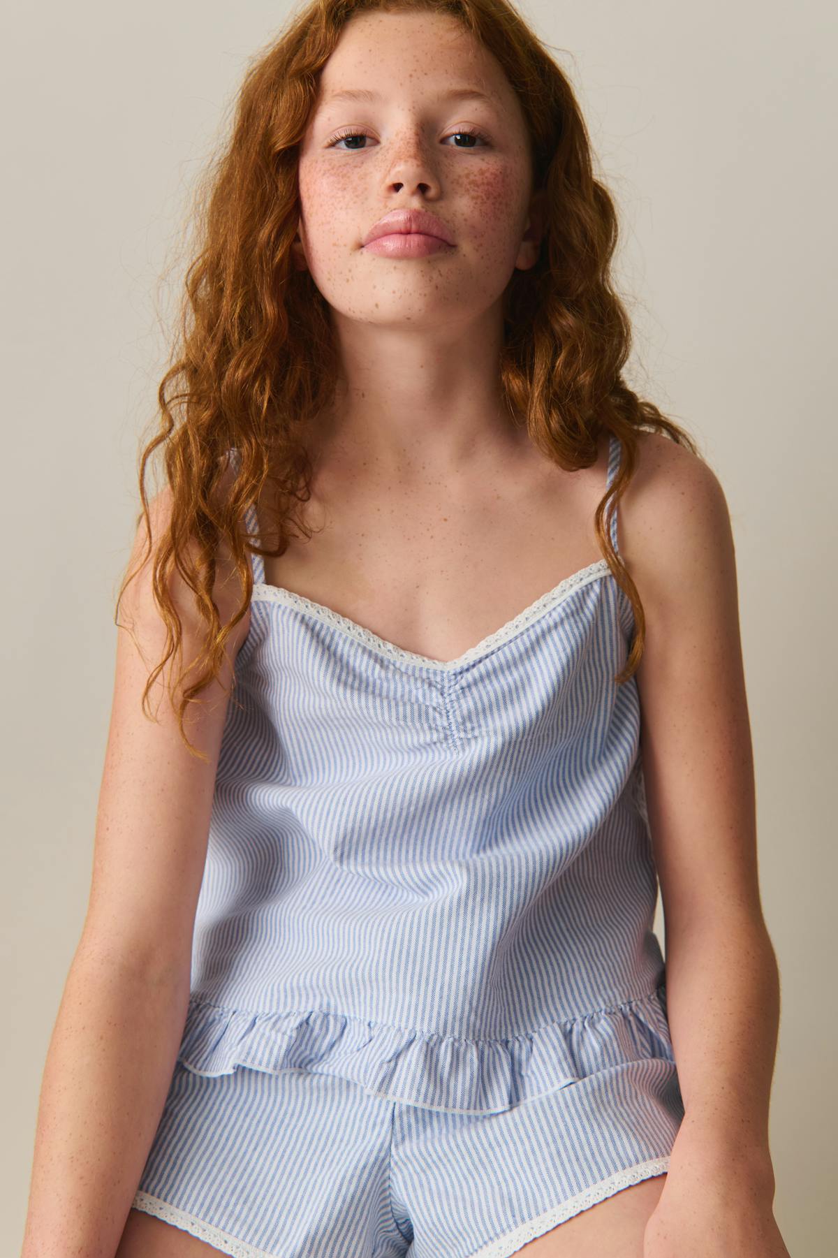 y cotton pj singlet - Pink stripe