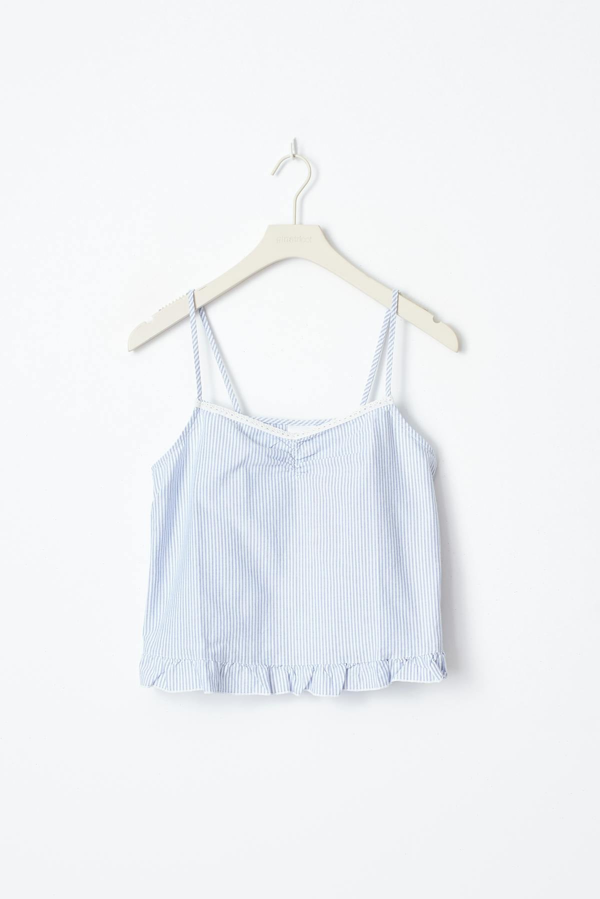 y cotton pj singlet - Blue stripe