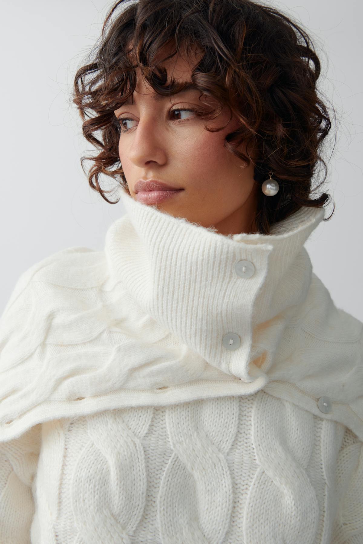 knitted cable tube - Crème